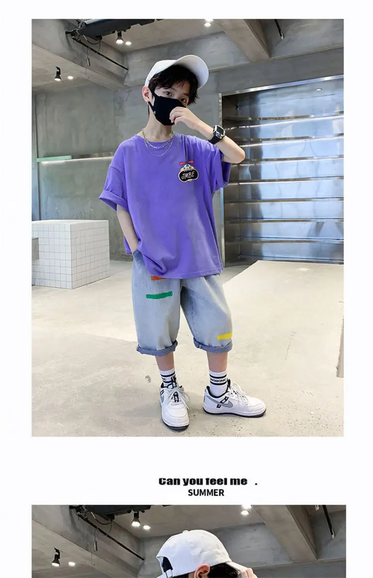 Boys Cotton Cartoon T-Shirt Black Summer Loose Fit — feature 9