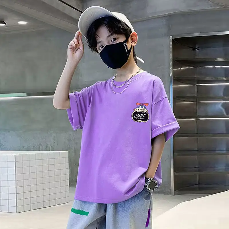 Boys Cotton Cartoon T-Shirt Black Summer Loose Fit - Image 3
