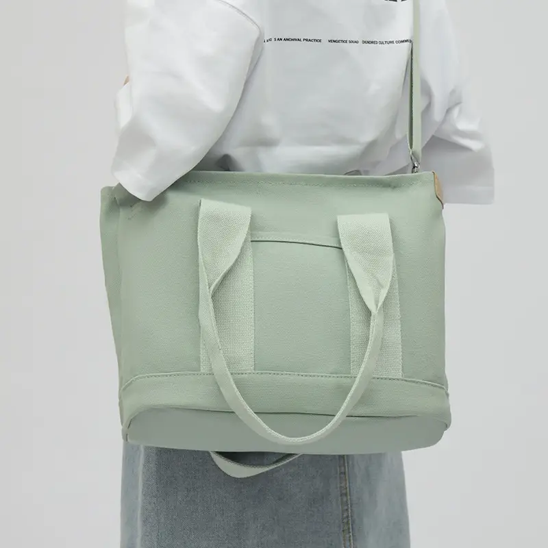 Blue Japanese Style Women's Canvas Tote Bag Large Capacity - Image 8
