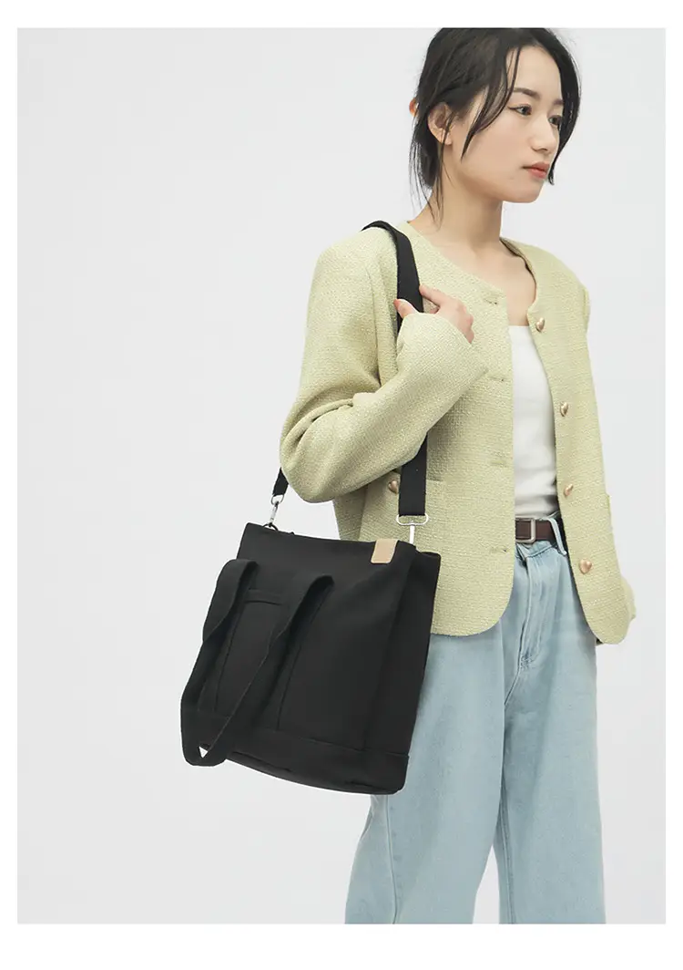Blue Japanese Style Women's Canvas Tote Bag Large Capacity — feature 16
