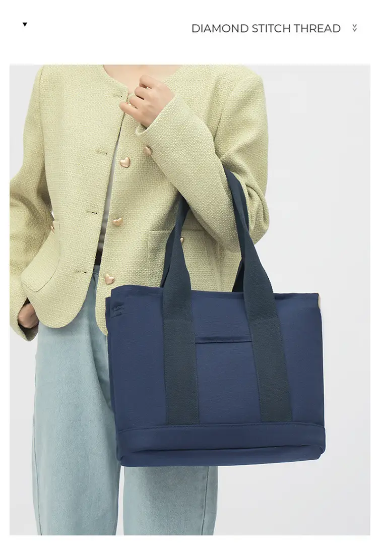 Blue Japanese Style Women's Canvas Tote Bag Large Capacity — feature 18