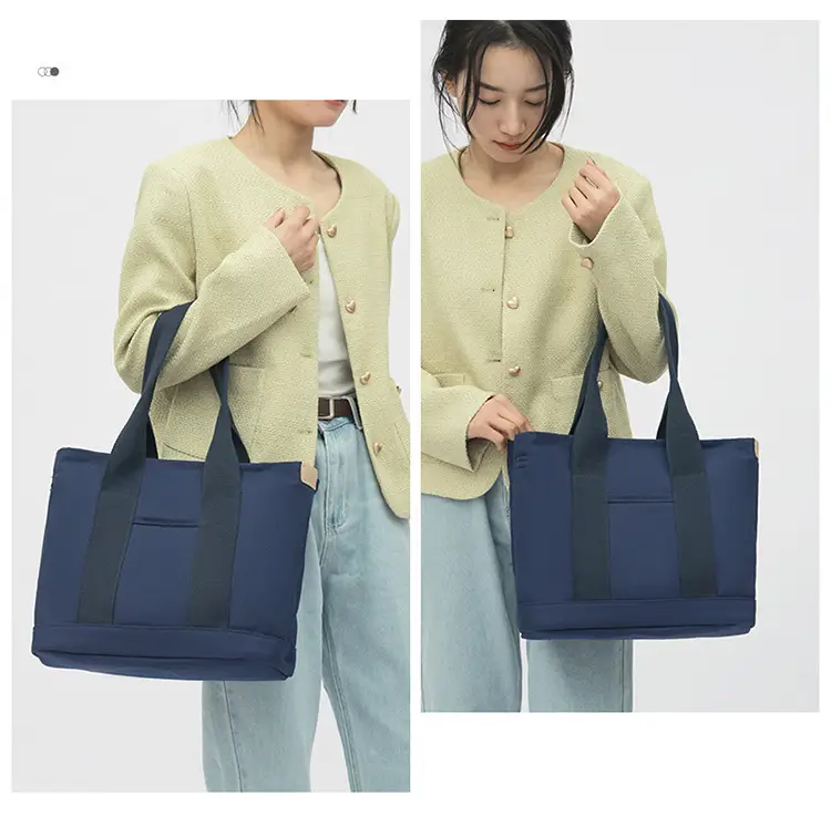 Blue Japanese Style Women's Canvas Tote Bag Large Capacity — feature 19