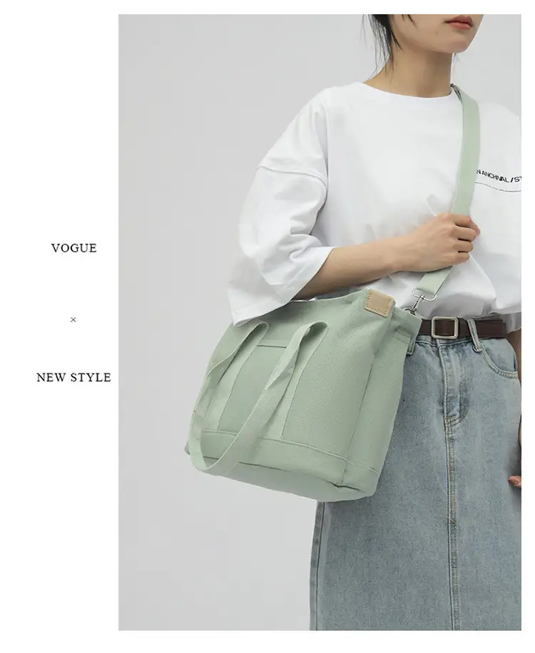 Blue Japanese Style Women's Canvas Tote Bag Large Capacity — feature 21
