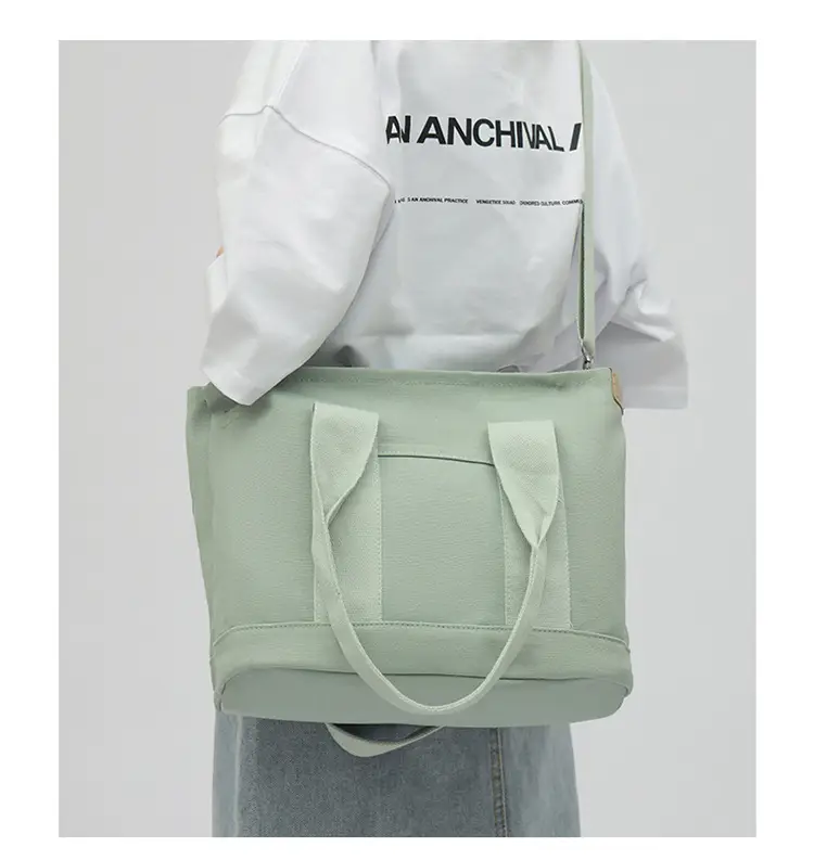 Blue Japanese Style Women's Canvas Tote Bag Large Capacity — feature 22