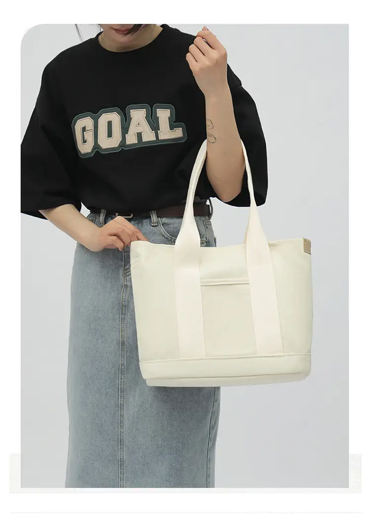 Blue Japanese Style Women's Canvas Tote Bag Large Capacity — feature 24