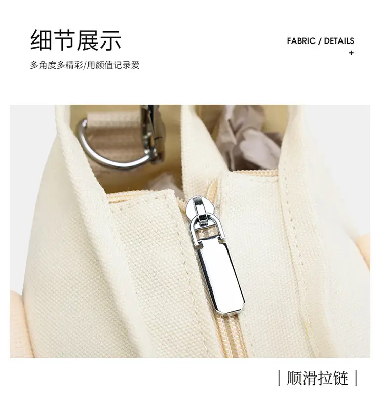 Blue Japanese Style Women's Canvas Tote Bag Large Capacity — feature 3