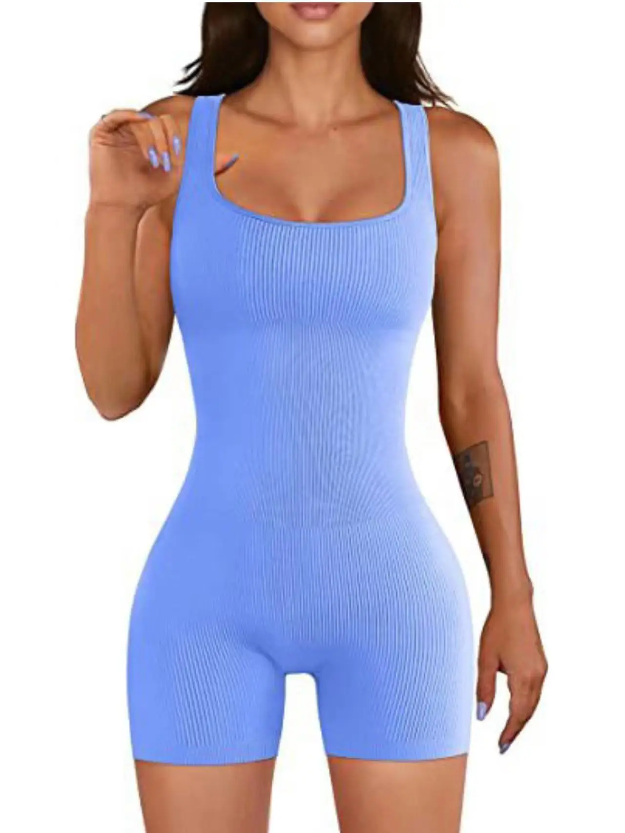 Women's Blue Ribbed Yoga Jumpsuit 2023 - Image 16
