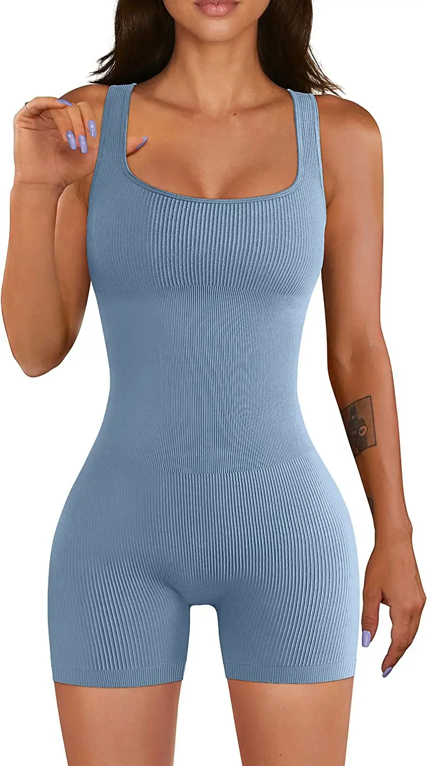 Women's Blue Ribbed Yoga Jumpsuit 2023 - Image 11