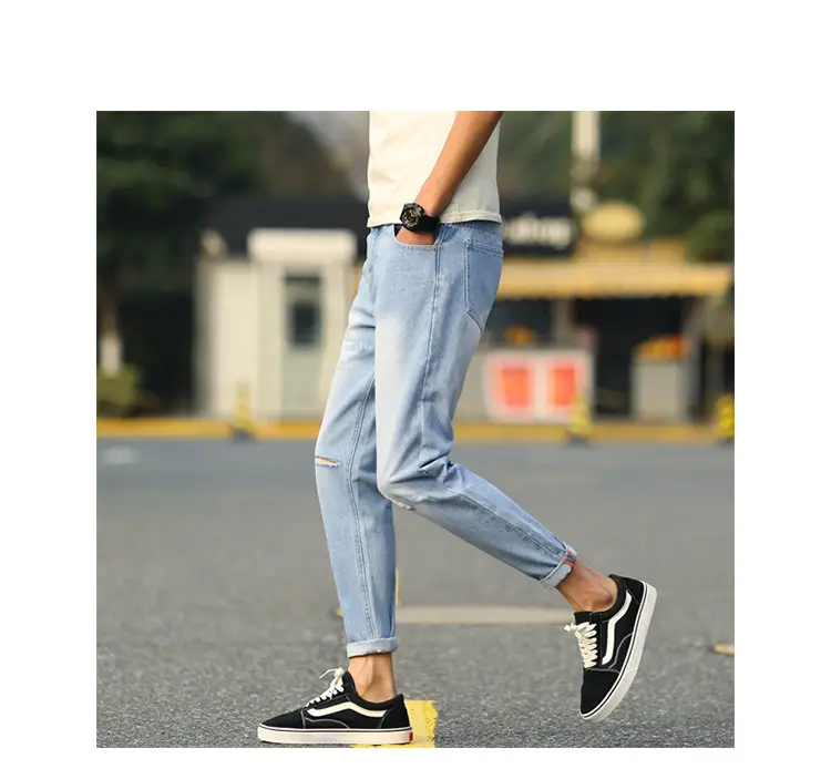 Retro Ripped Jeans Men Loose Straight Casual Pants — feature 2