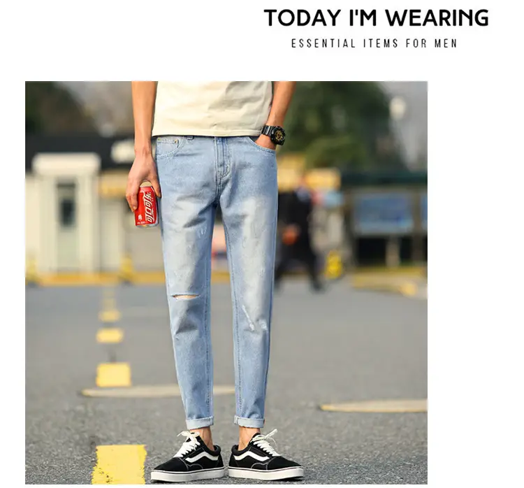 Retro Ripped Jeans Men Loose Straight Casual Pants — feature 4