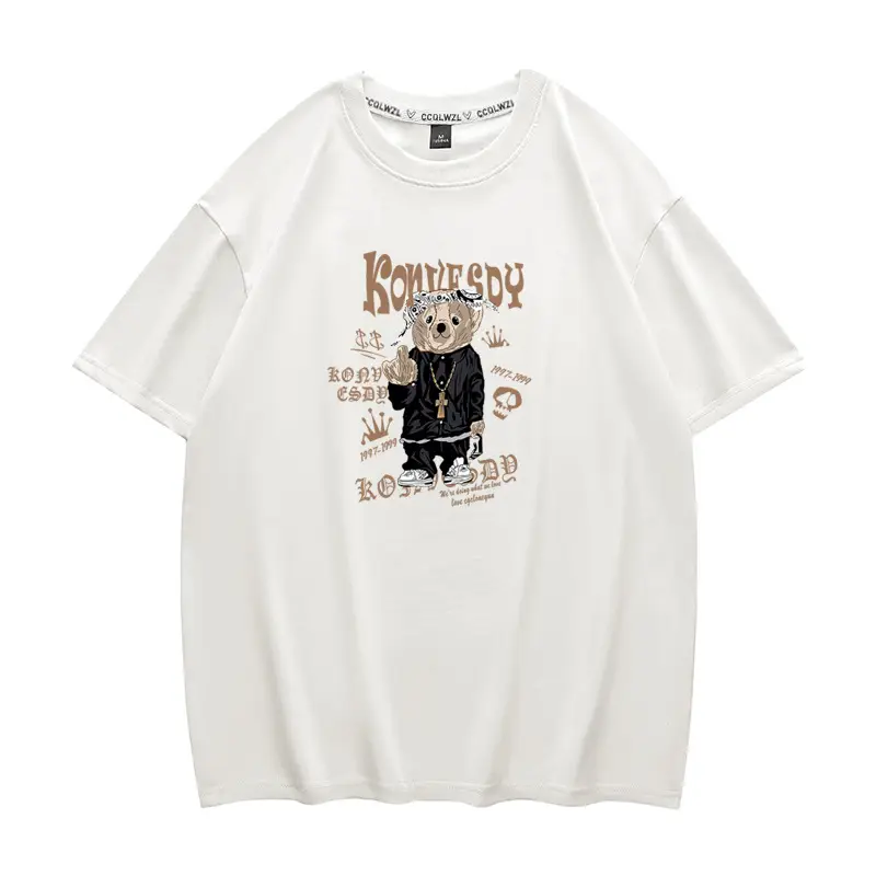 Men Black Graphic Round Neck T-Shirt Loose Fit - Image 7