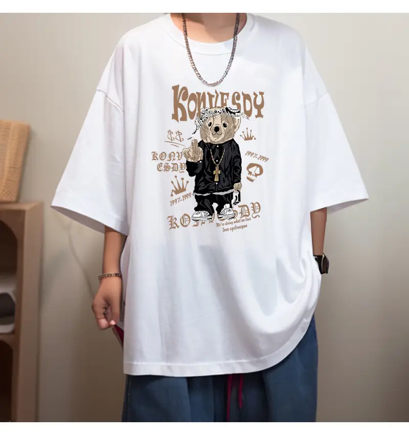 Men Black Graphic Round Neck T-Shirt Loose Fit — feature 11