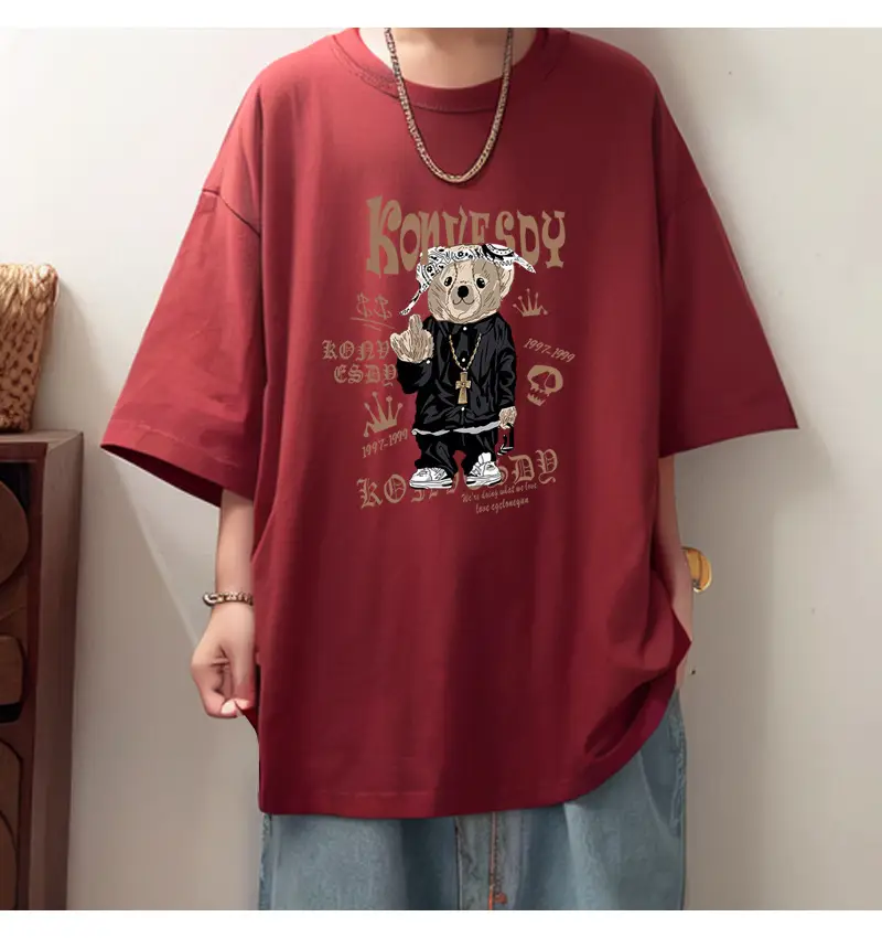 Men Black Graphic Round Neck T-Shirt Loose Fit — feature 12