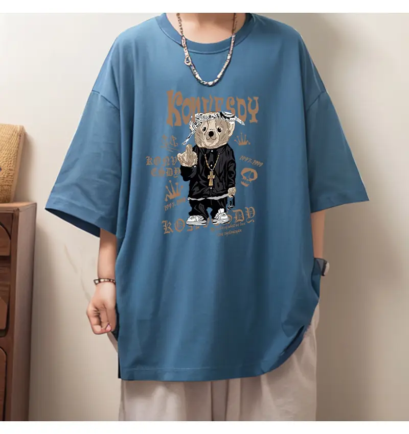 Men Black Graphic Round Neck T-Shirt Loose Fit — feature 16