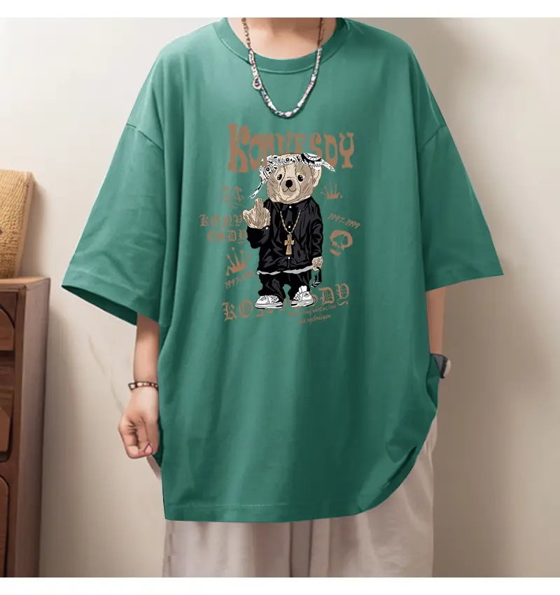 Men Black Graphic Round Neck T-Shirt Loose Fit — feature 18