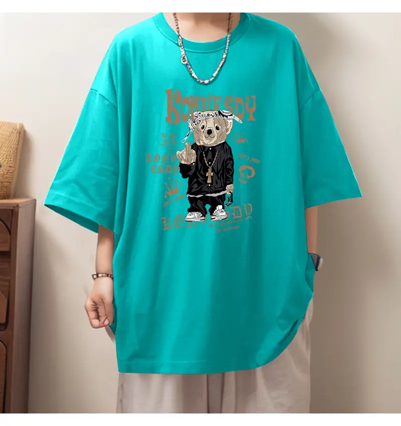 Men Black Graphic Round Neck T-Shirt Loose Fit — feature 19