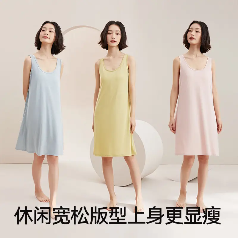 Women's Sleeveless Nightgown with Chest Pad Plus Size - Image 10