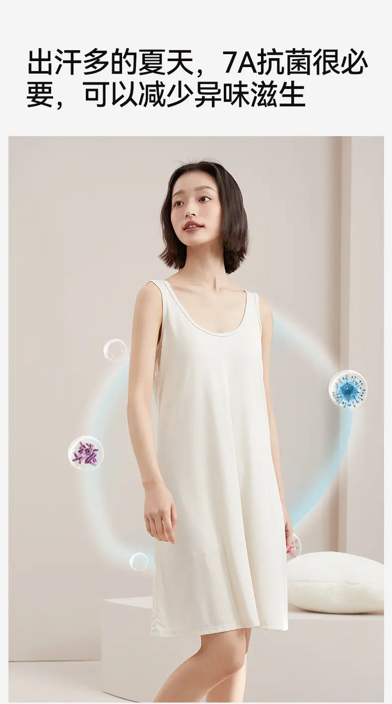 Women's Sleeveless Nightgown with Chest Pad Plus Size — feature 16