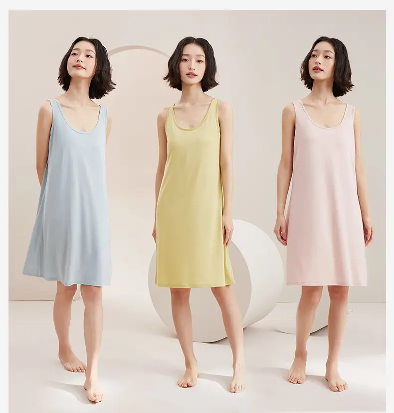 Women's Sleeveless Nightgown with Chest Pad Plus Size — feature 23