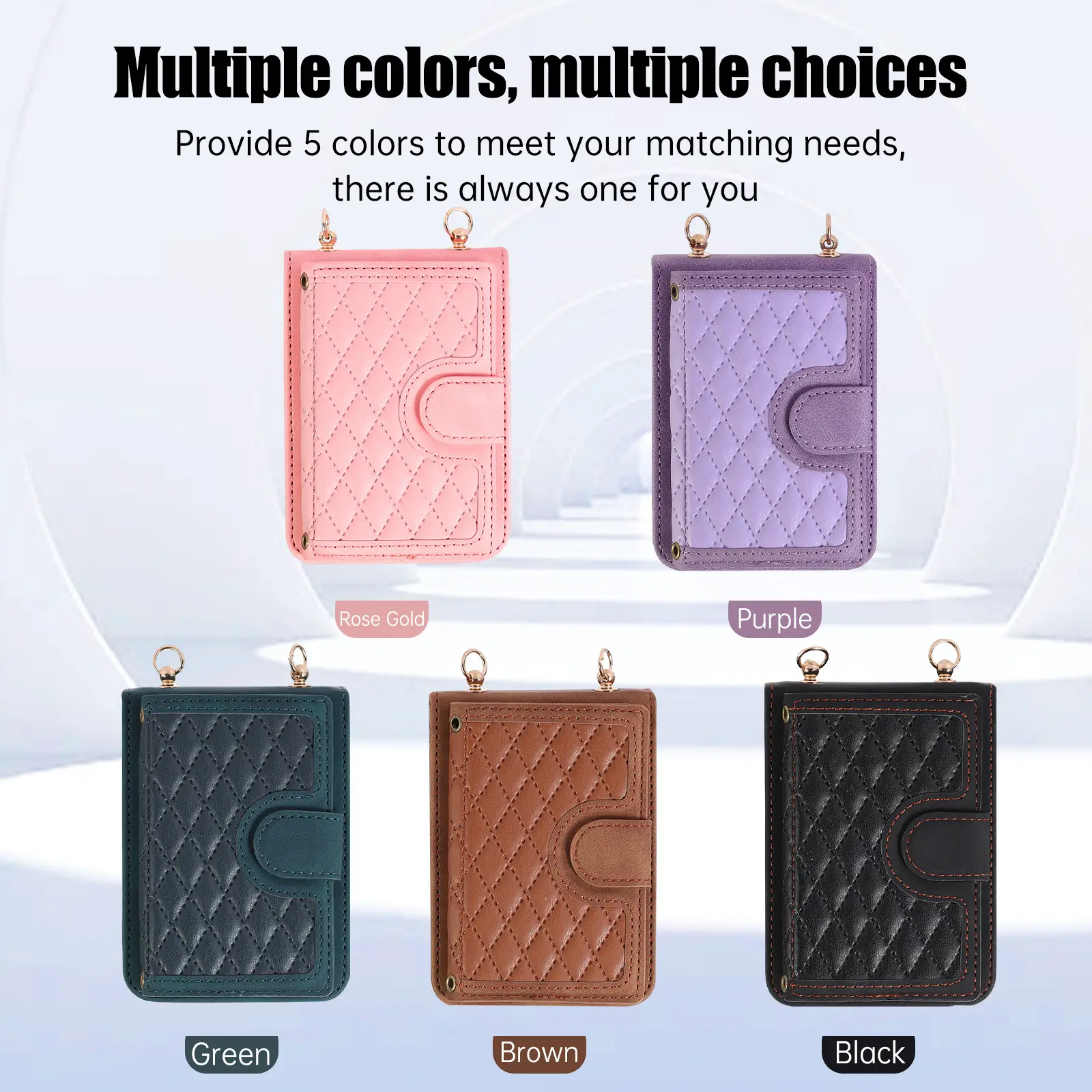 Brown Quilted Zflip Phone Holder with Strap — feature 1