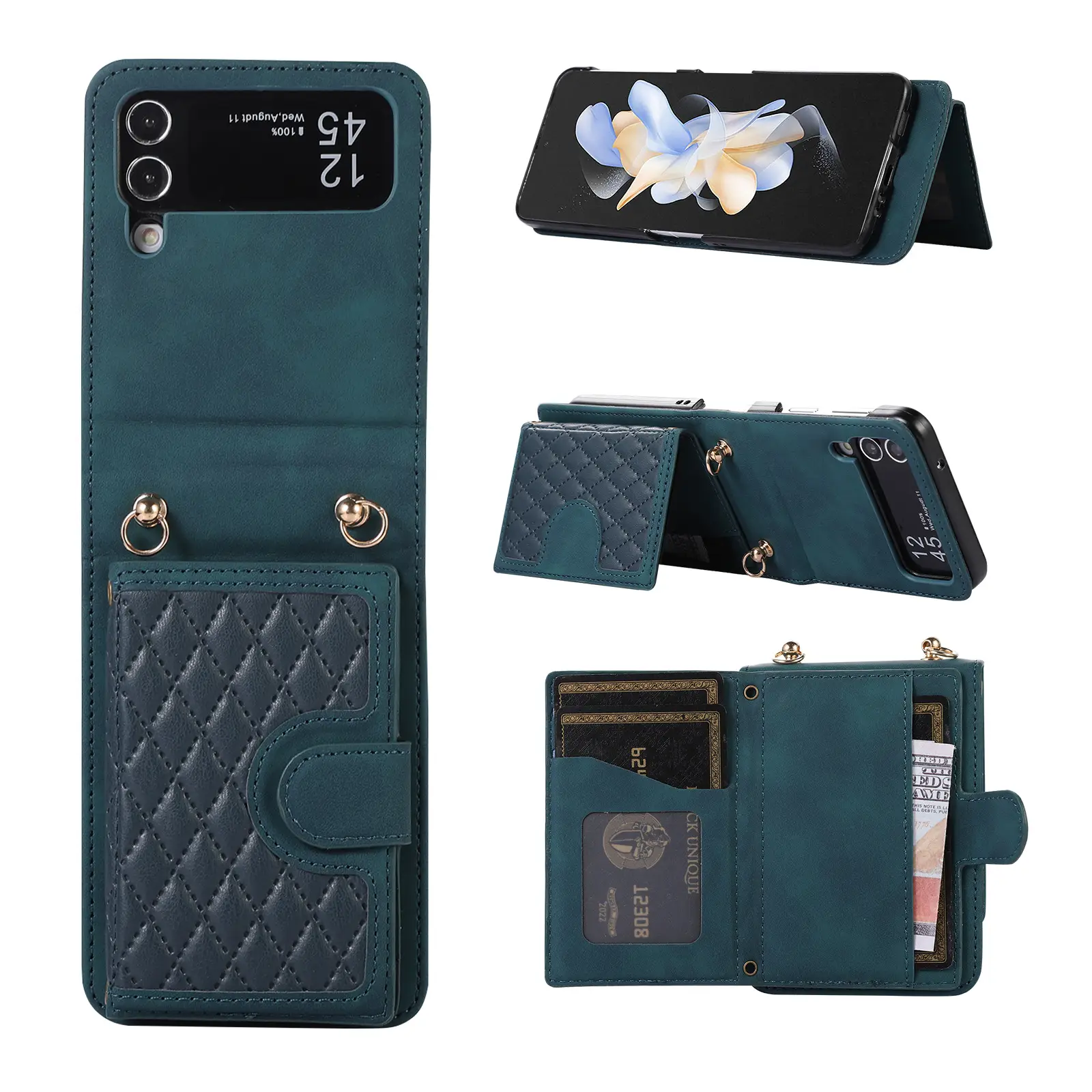 Brown Quilted Zflip Phone Holder with Strap - Image 3