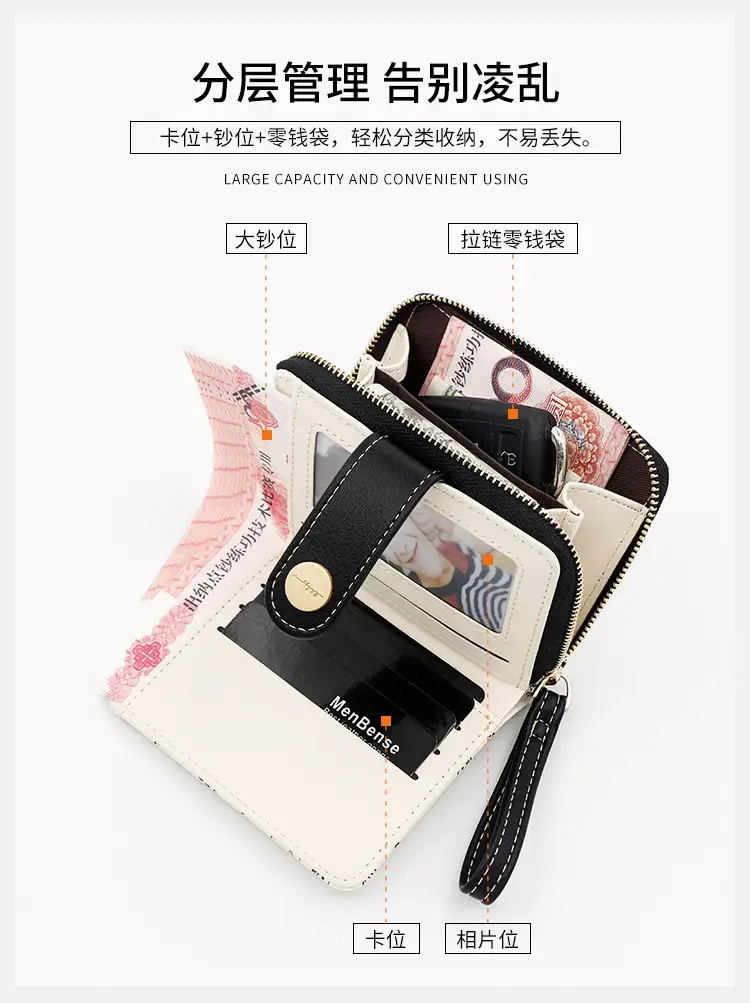 Cute Floral Zipper Wallet for Women Blue — feature 11