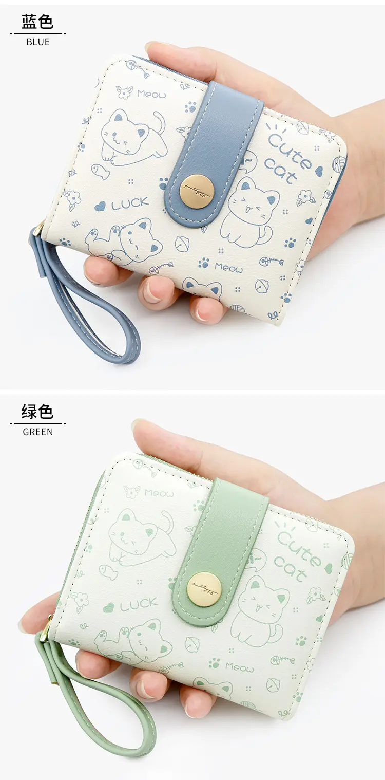 Cute Floral Zipper Wallet for Women Blue — feature 15