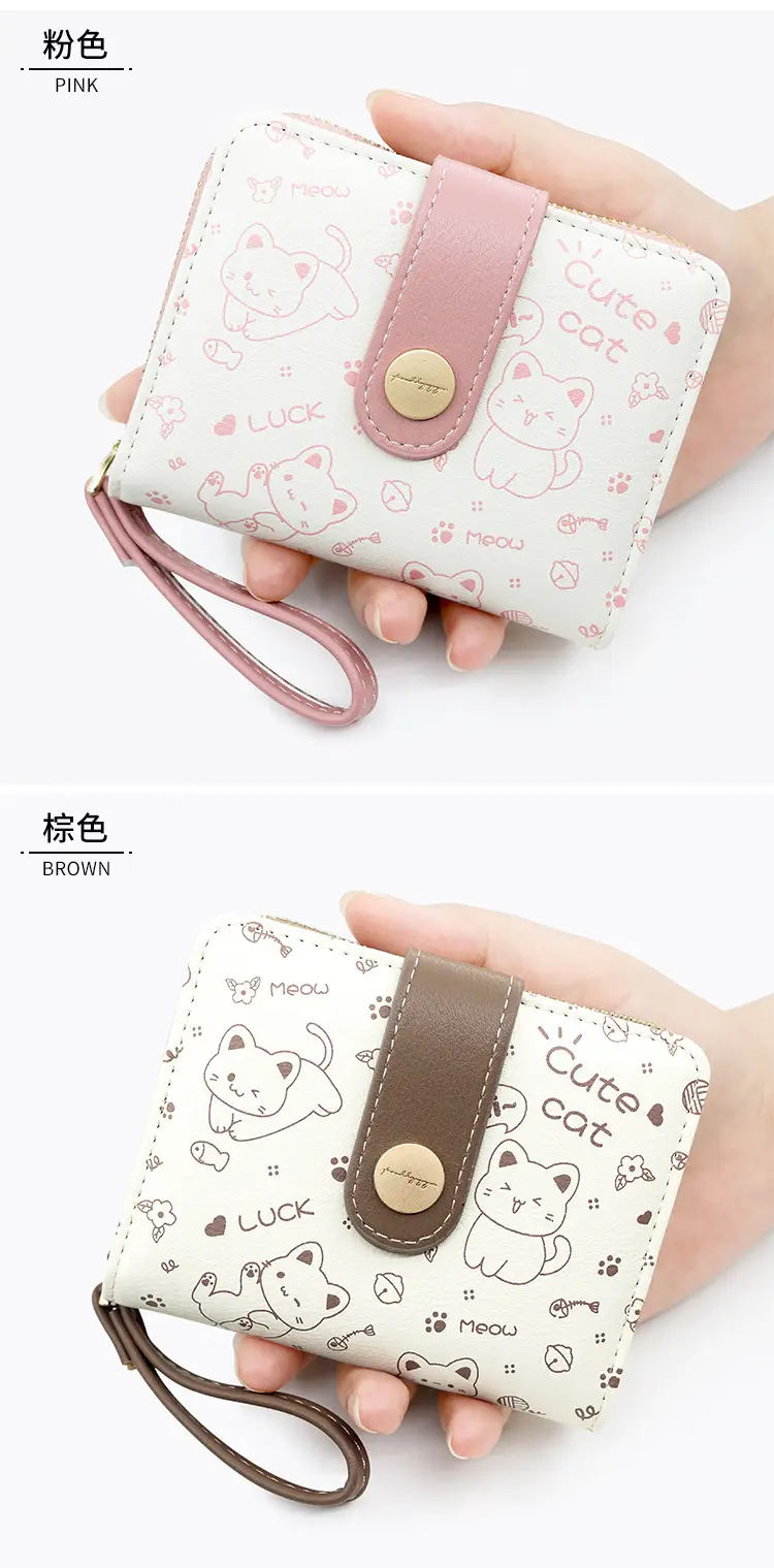 Cute Floral Zipper Wallet for Women Blue — feature 16