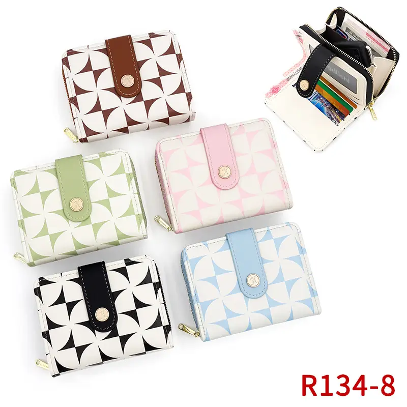 Cute Floral Zipper Wallet for Women Blue — feature 2