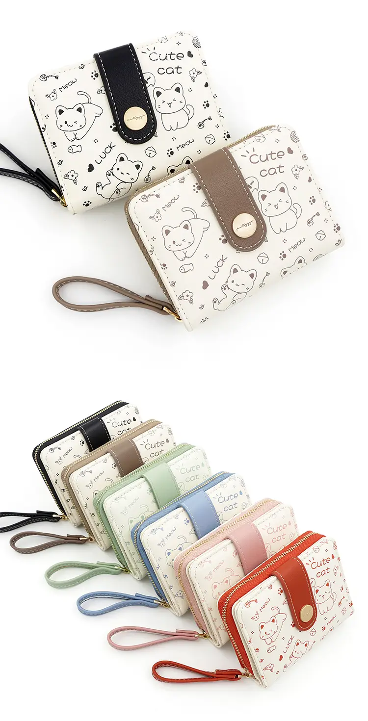 Cute Floral Zipper Wallet for Women Blue — feature 21