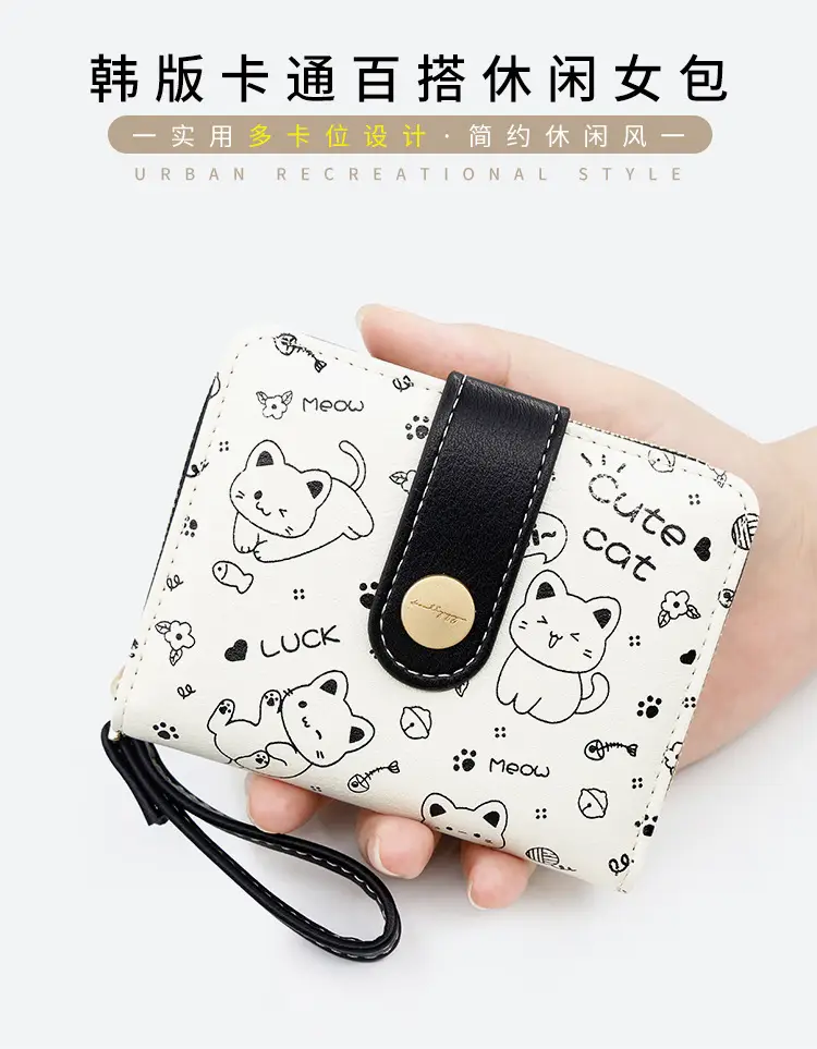 Cute Floral Zipper Wallet for Women Blue — feature 4