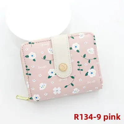 Cute Floral Zipper Wallet for Women Blue - Image 12