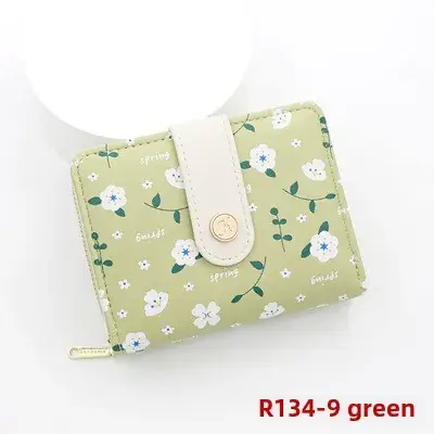 Cute Floral Zipper Wallet for Women Blue - Image 13