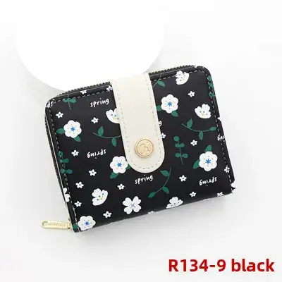 Cute Floral Zipper Wallet for Women Blue - Image 16