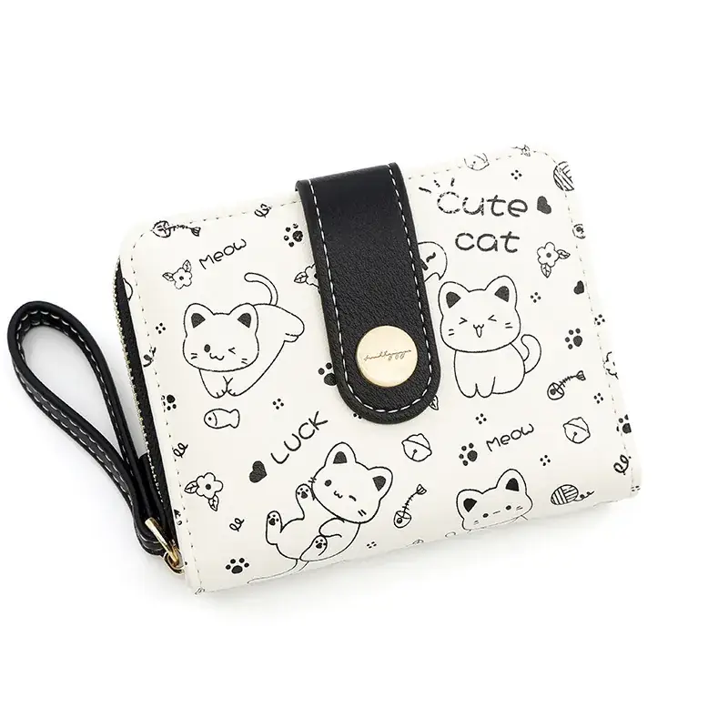 Cute Floral Zipper Wallet for Women Blue - Image 2