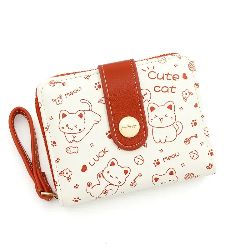 Cute Floral Zipper Wallet for Women Blue - Image 3