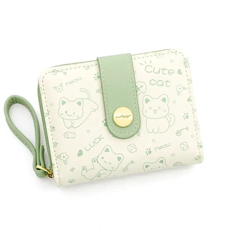 Cute Floral Zipper Wallet for Women Blue - Image 4