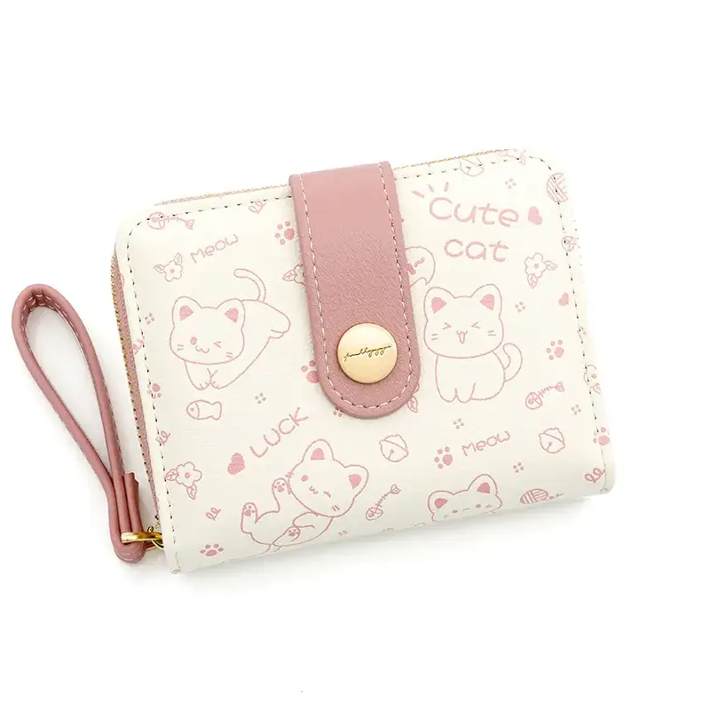 Cute Floral Zipper Wallet for Women Blue - Image 6