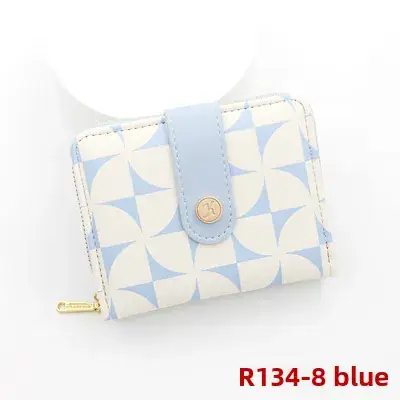 Cute Floral Zipper Wallet for Women Blue - Image 9