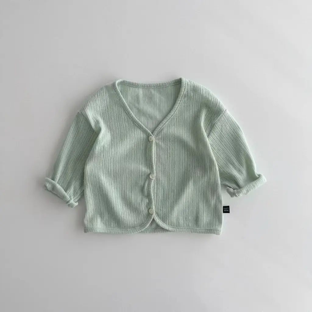 Baby Cotton V-Neck Sunscreen Jacket Pink - Image 4