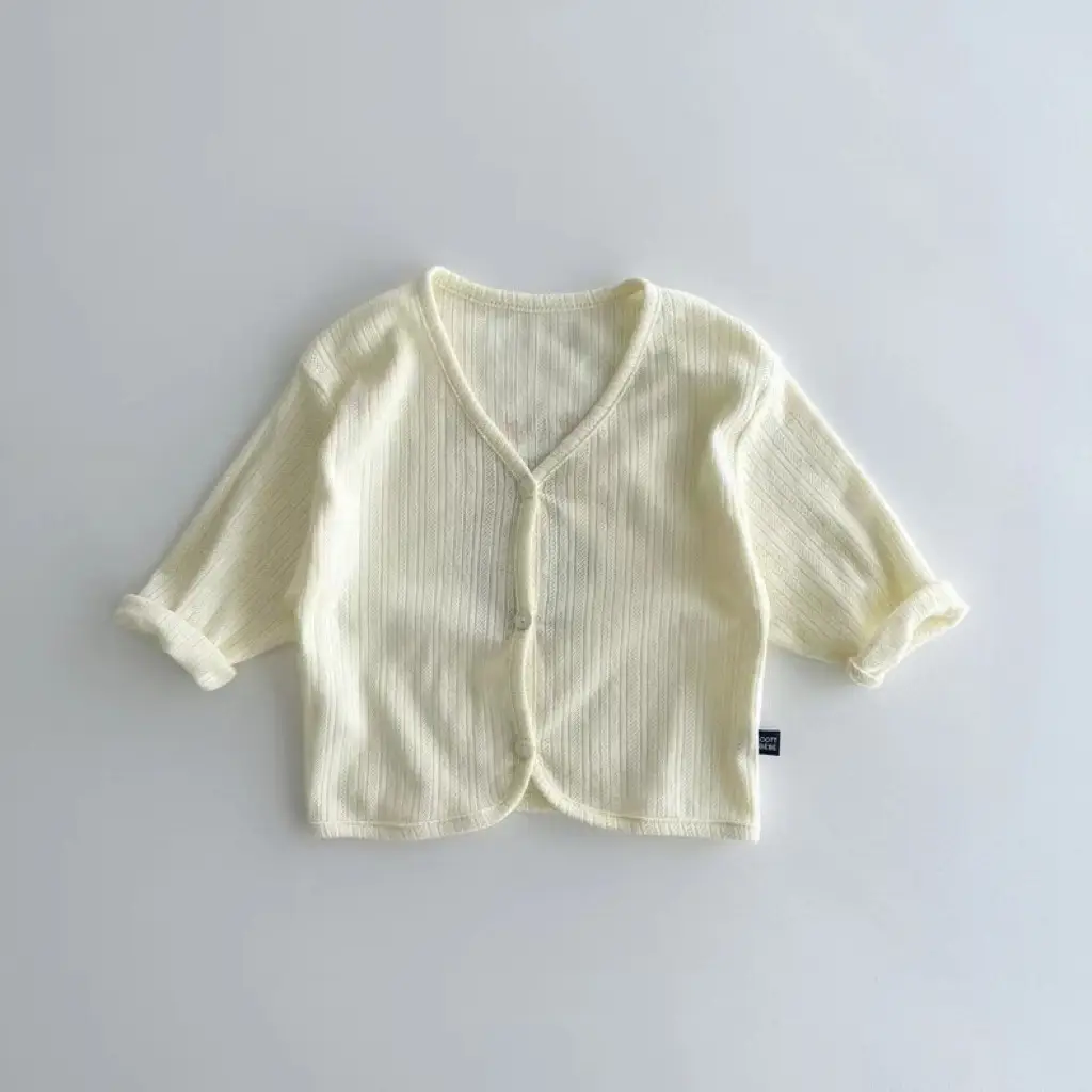Baby Cotton V-Neck Sunscreen Jacket Pink - Image 3