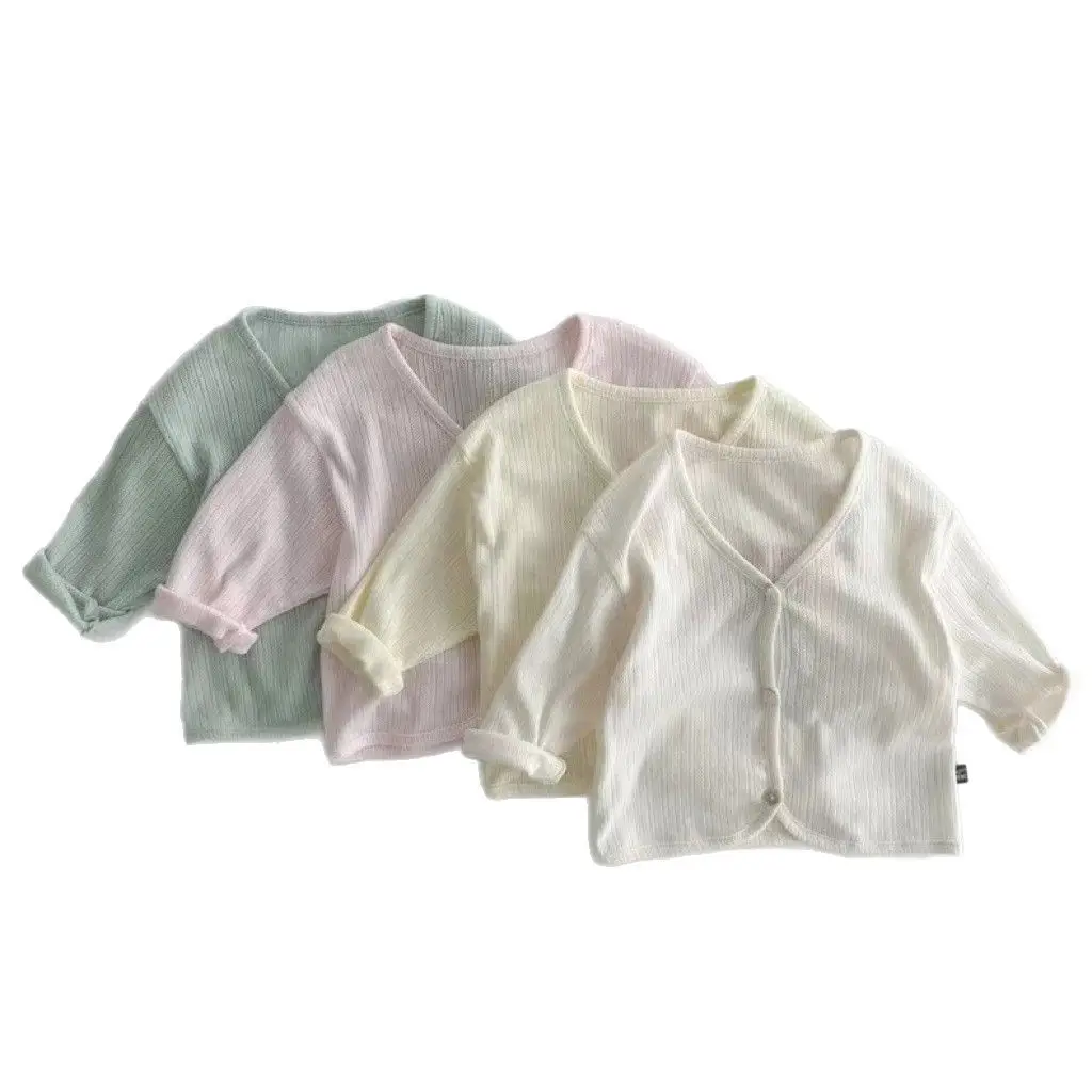 Baby Cotton V-Neck Sunscreen Jacket Pink - Image 6