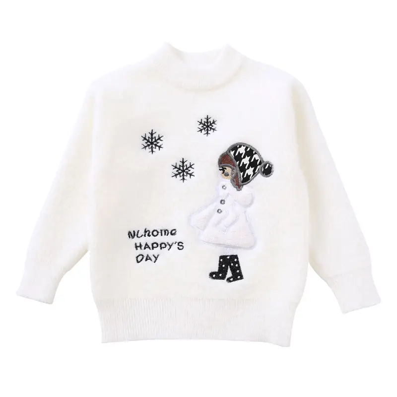Girls' Mink Wool Cartoon Pullover Sweater 2023 - Image 11