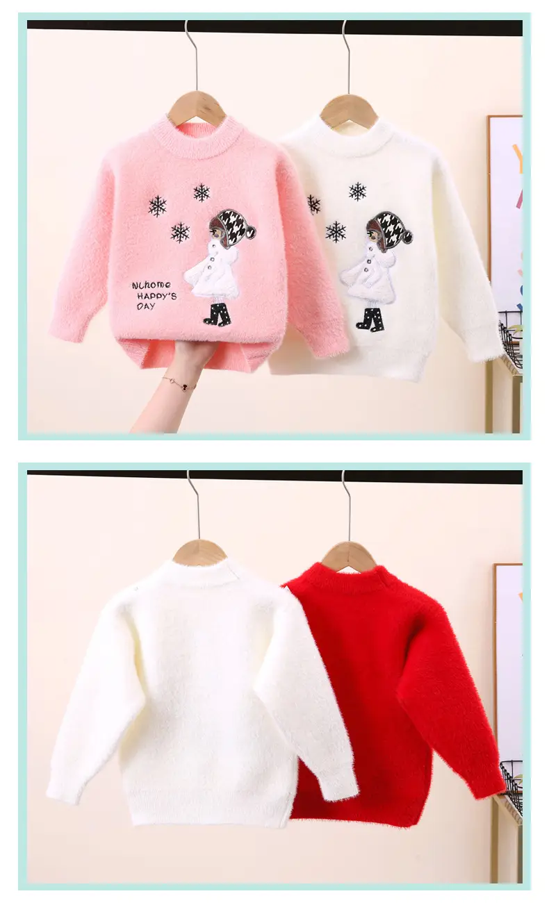 Girls' Mink Wool Cartoon Pullover Sweater 2023 — feature 2