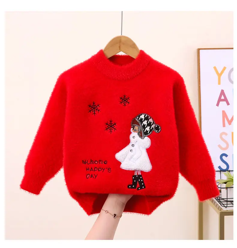 Girls' Mink Wool Cartoon Pullover Sweater 2023 — feature 6