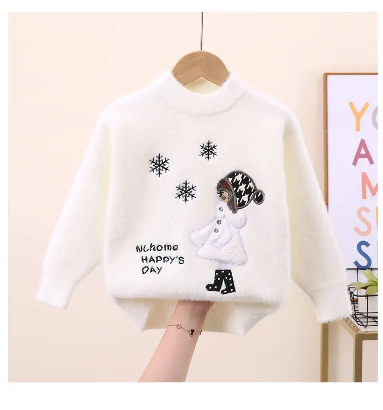 Girls' Mink Wool Cartoon Pullover Sweater 2023 — feature 8