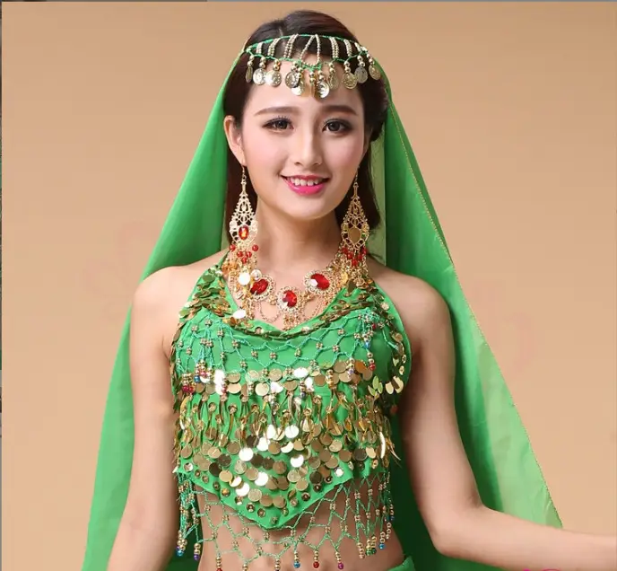 Adult Belly Dance Costume Yellow Sequin Top — feature 12
