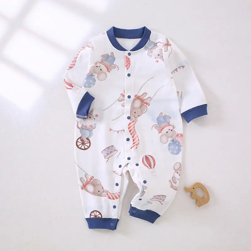 Baby's Cotton Printed Jumpsuit Newborn All Season - Image 10