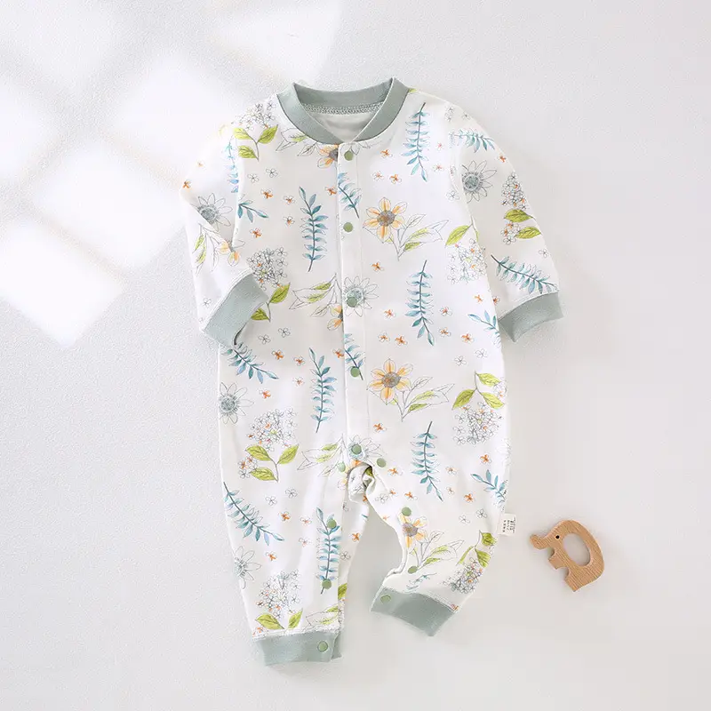 Baby's Cotton Printed Jumpsuit Newborn All Season - Image 3