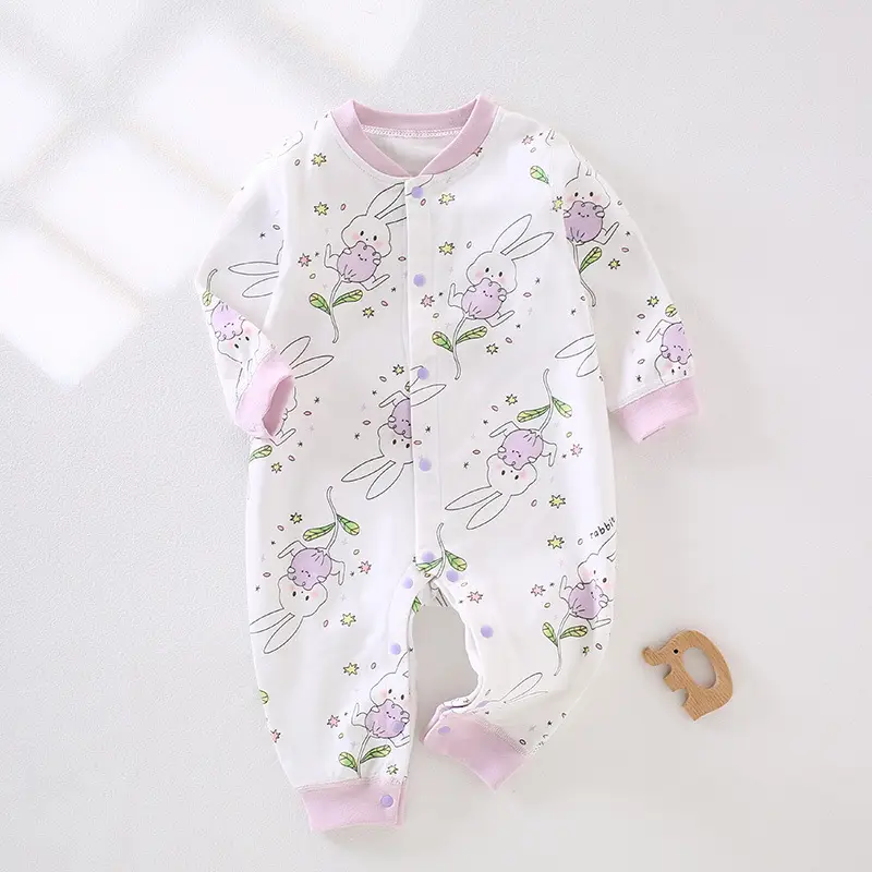 Baby's Cotton Printed Jumpsuit Newborn All Season - Image 4